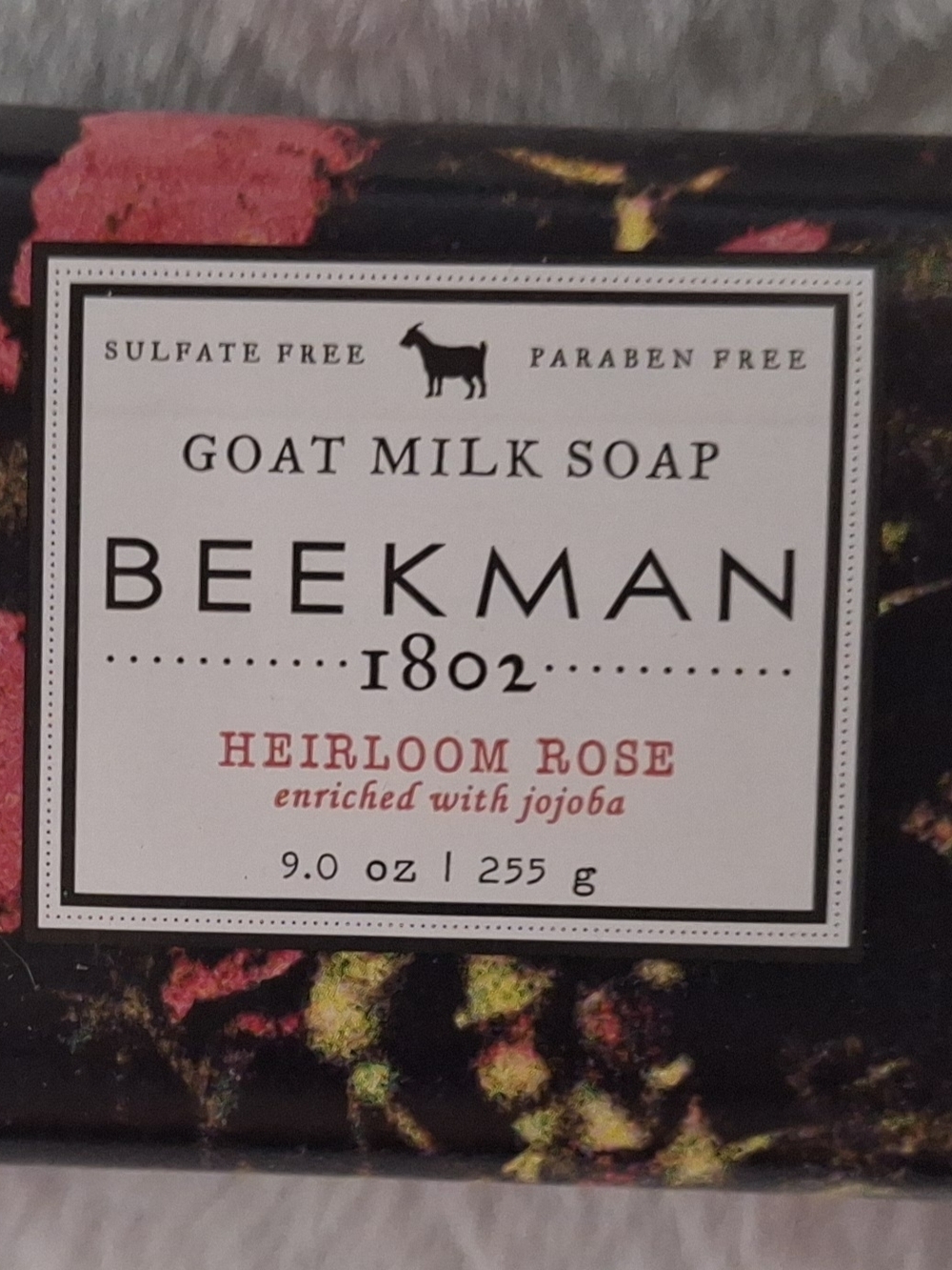 Beekman 1802 Floral Goat Milk Soap - Pink on Black